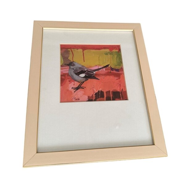 Bird Art Print In Beige Frame 12x10 Inches Bird Lovers Watchers Office Wall Art - Picture 3 of 6